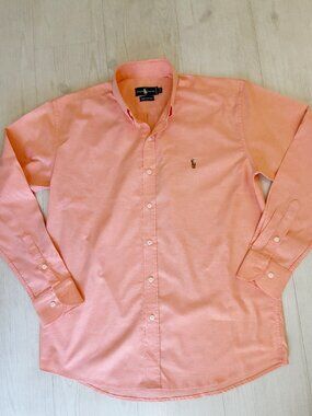 Polo Ralph Lauren Shirt Men's Peach Orange Classic Fit Button-Down Cotton 16/33